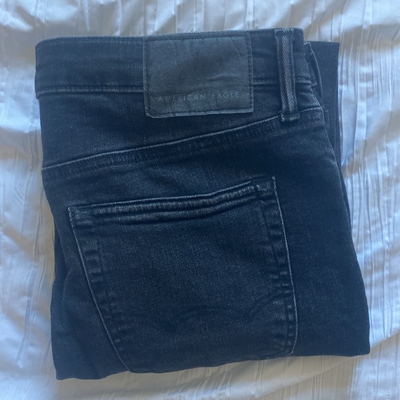 American Eagle AirFlex+ Slim Straight Jeans Men’s Size 33x32 Black Denim - Picture 2 of 4